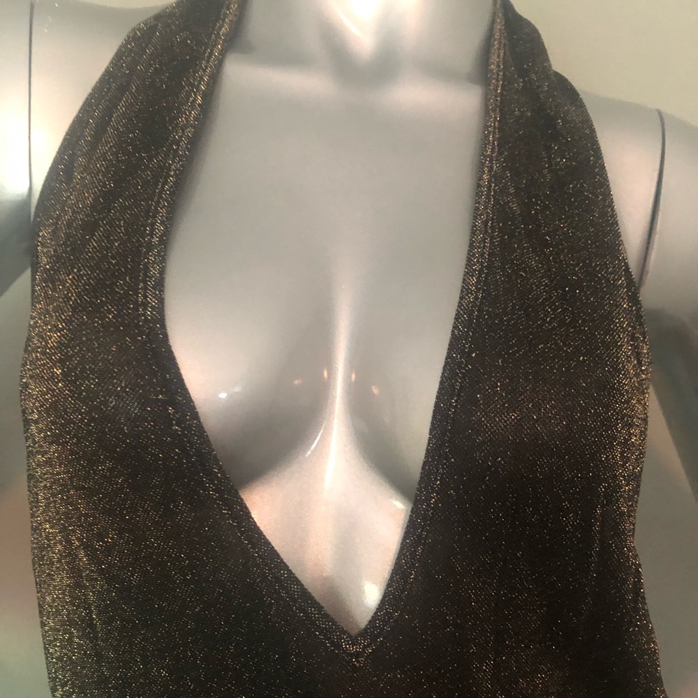 Victoria’s Secret sheer halter dress gold shimmer